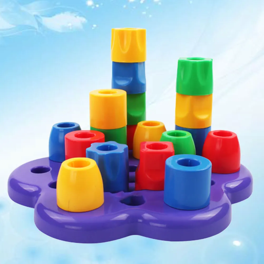 1pc Rainbow Stacking Shape Recognizing Blocks Colorful Geometry Learning Early Development Educational Game Baby Gift
