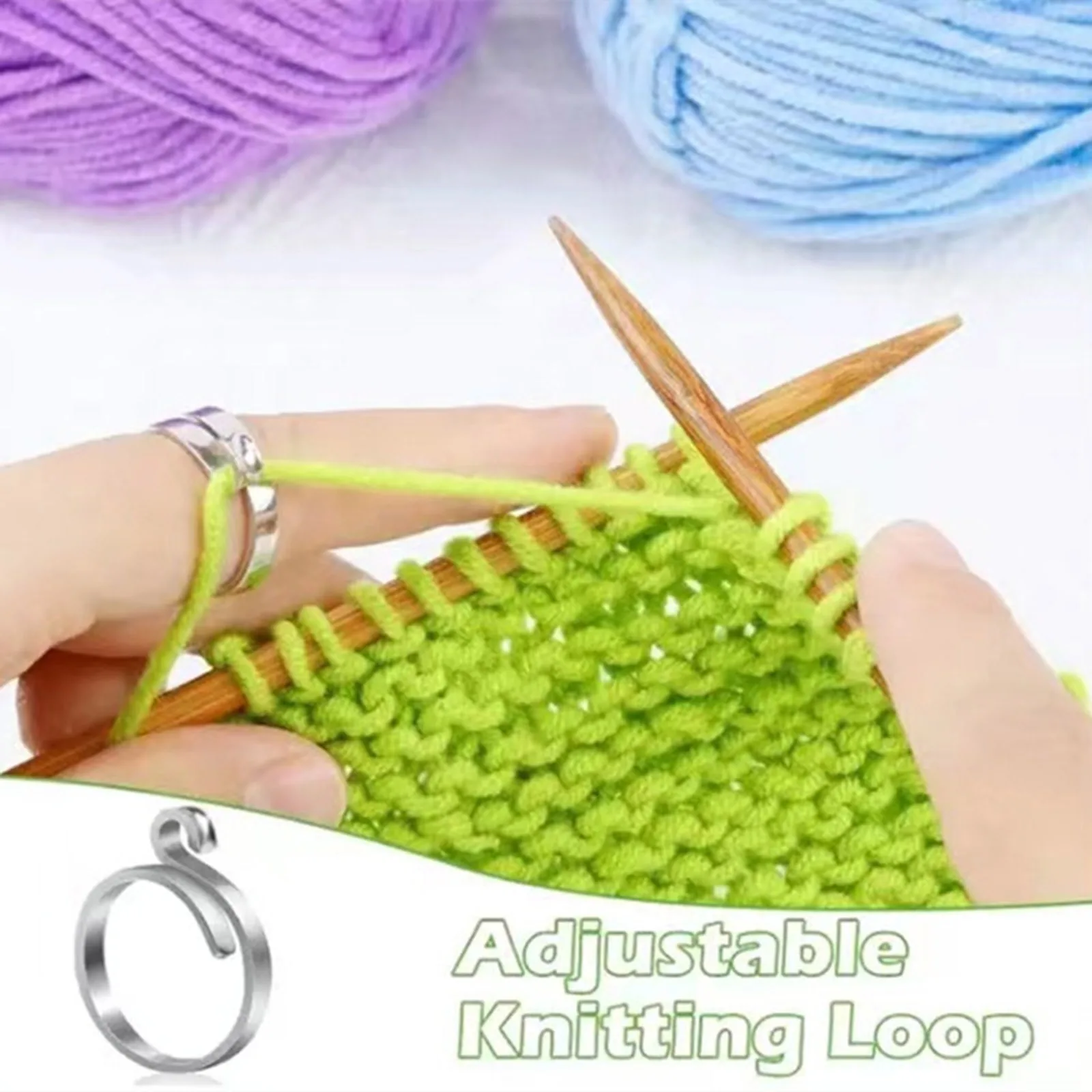 1 Piece Copper Yarn Ring Cat Ears Crochet Ring Beginner Knitting Crocheting Loop Thread Wrapped Rings Tension Regulator Tool