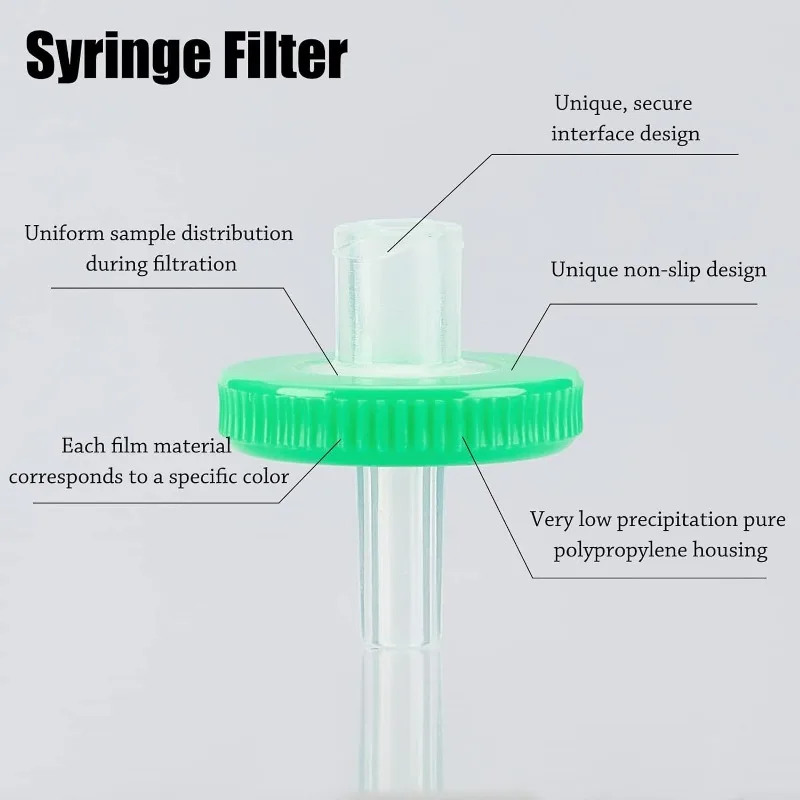 100 Pcs Syringe Filters 13mm 0.22μm Syringe Filter Plastic Unsterilized Syringe Filters 4mm Inner Diameter 2mm Hole