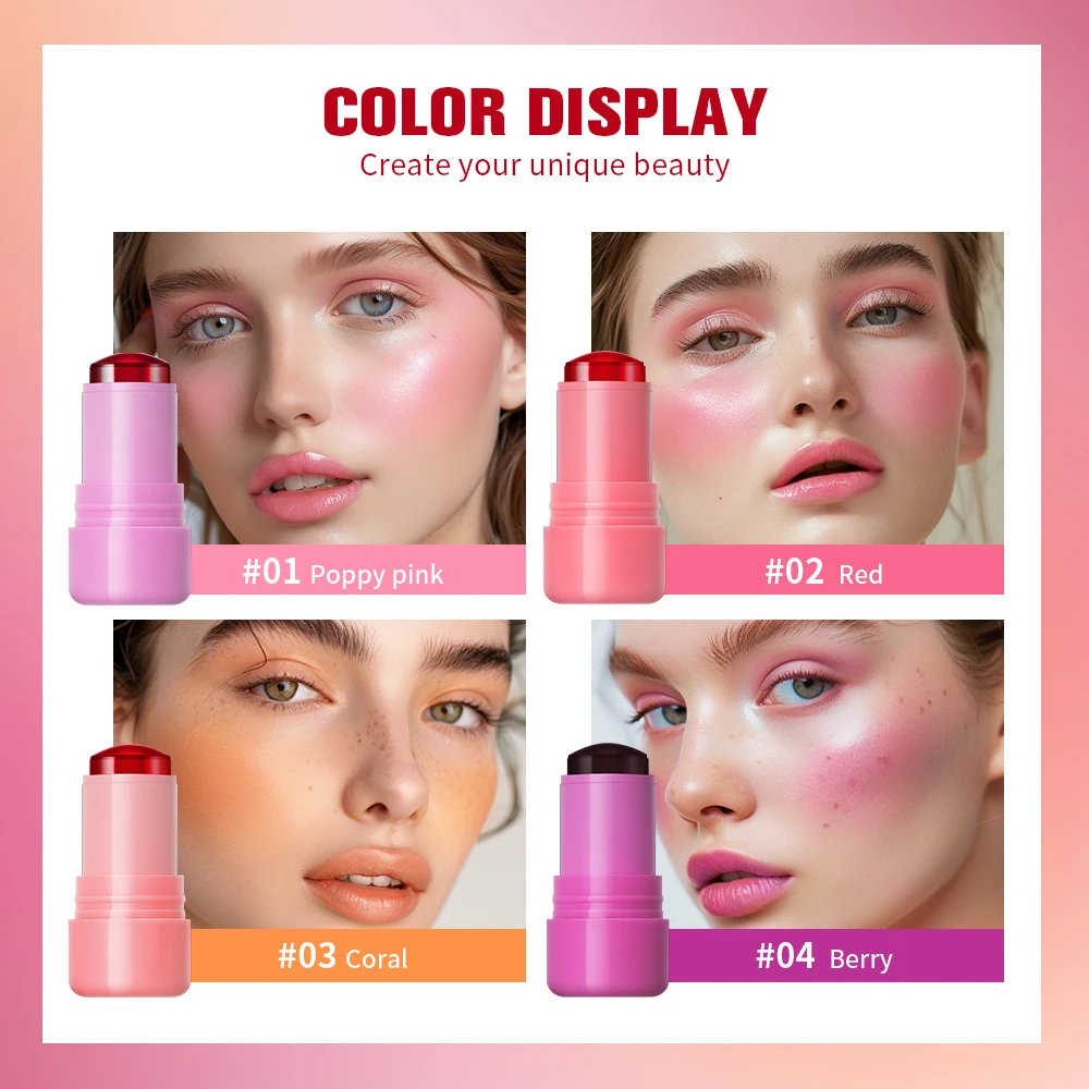 Barra de tinte de gelatina de leche, brillo de labios de gelatina de agua, tinte de mejillas transparente, sensación refrescante, tinte Natural, maquillaje multiuso
