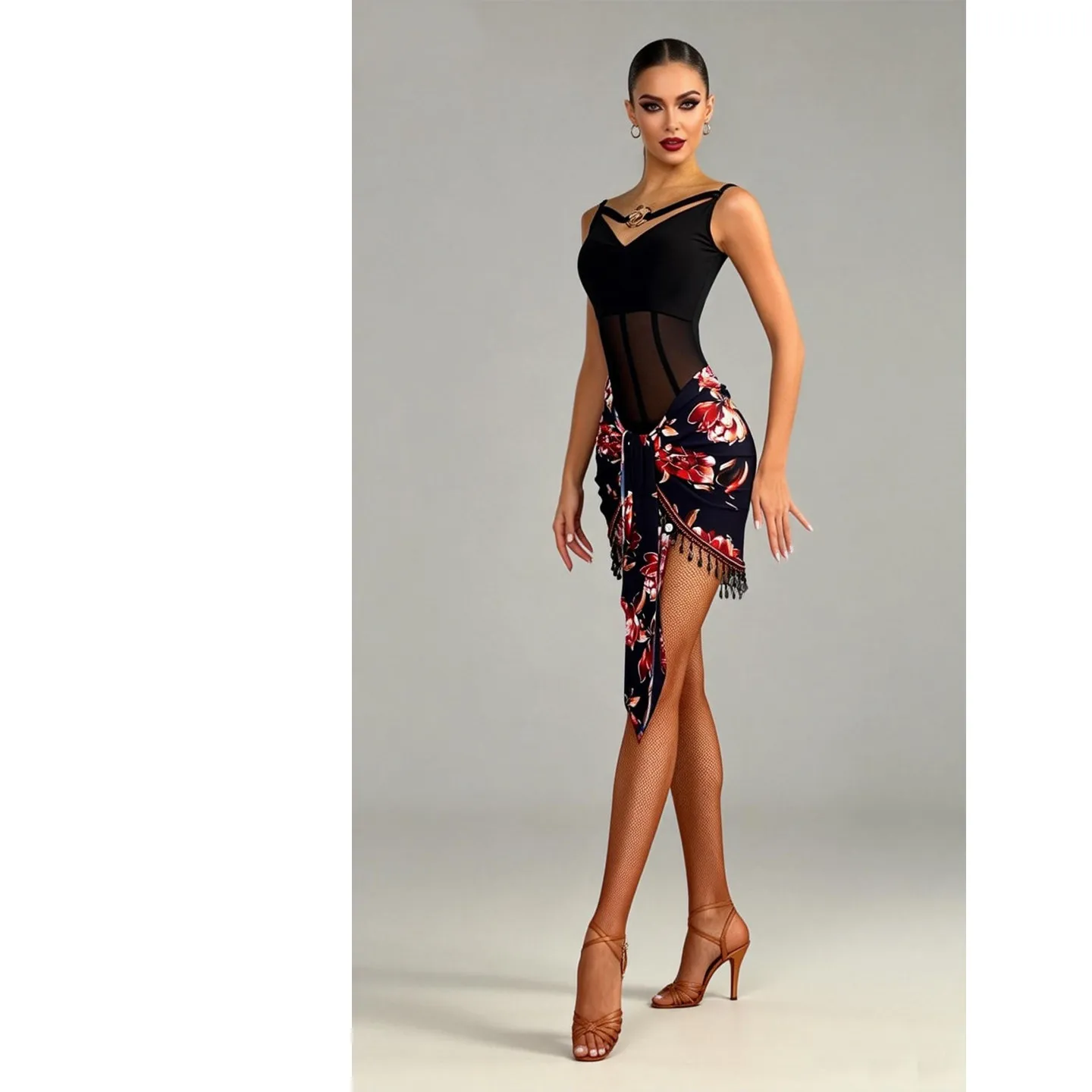 

Костюм для латинских танцев 2026: треугольный платок на бедра с принтом для женщин, тренировочная одежда, юбка для взрослых, одежда для самбы DQL12492