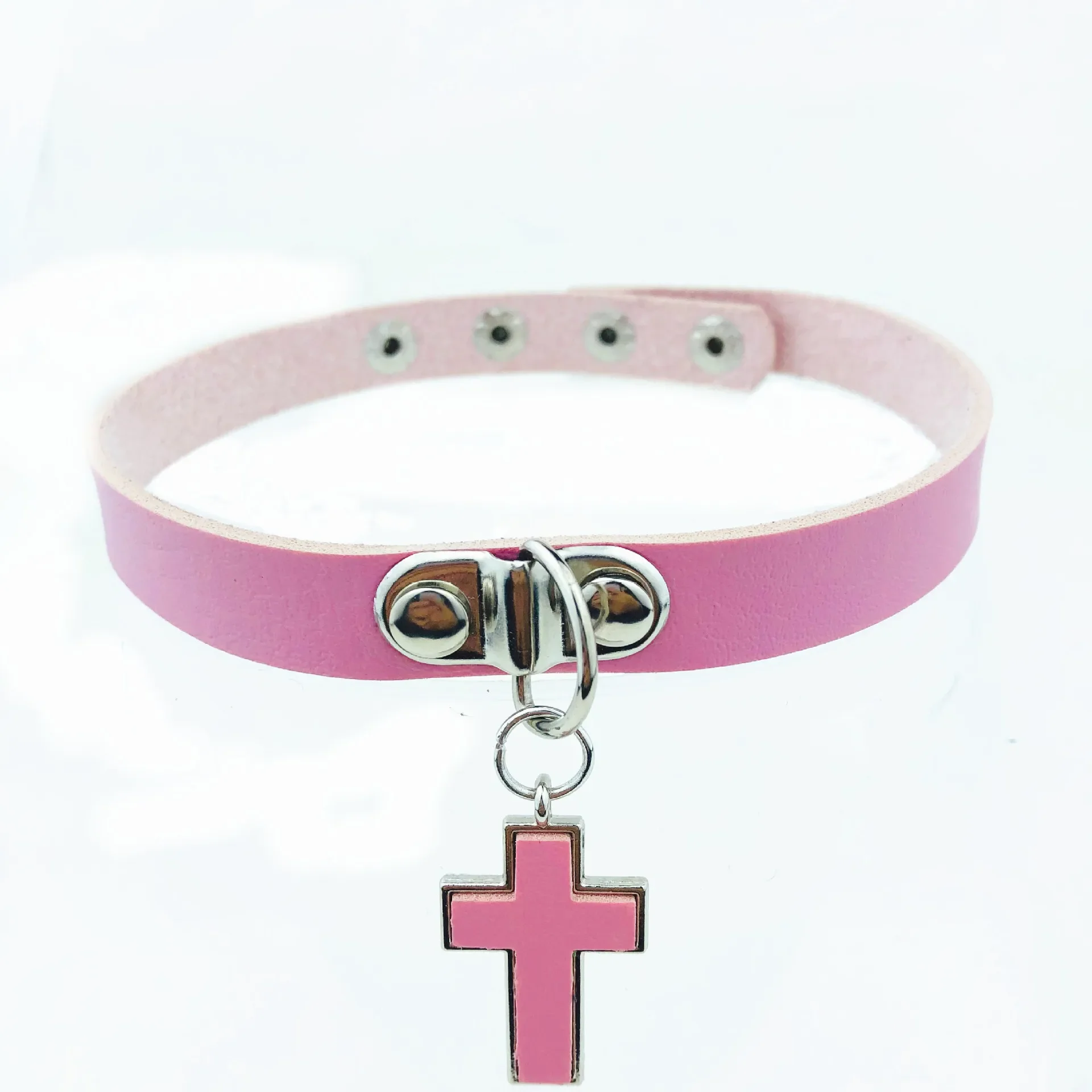 Gothic Individuality Simple Fashionable  Hip hop Originality Punk  PU Leather Collarbone chain Cross Pendant Choker