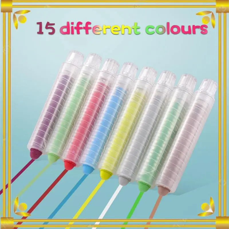 DN-15Pcs مجموعة الطباشير بدون غبار مع ممحاة السبورة، الطباشير الملون مع حامل، الطباشير الملون للأطفال، طلاء الطباشير