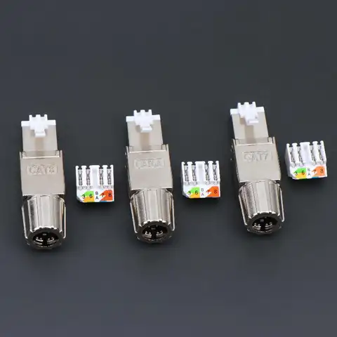 【F】1Pc Cat7 Cat6A Cat8 RJ45 Connector Tool-Free Zinc Alloy Shielded Ethernet Termination Plugs