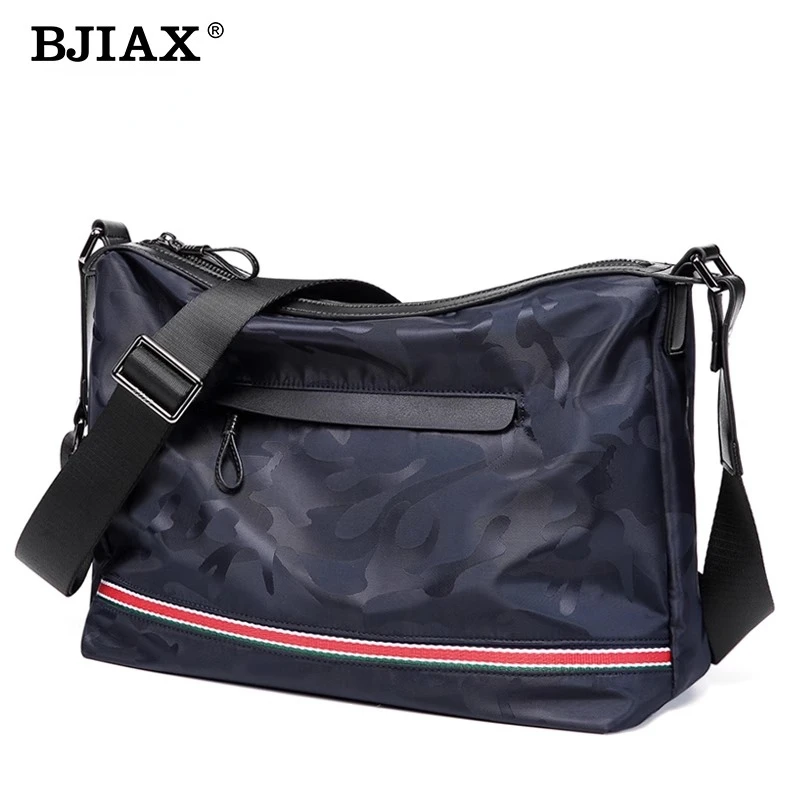 Imagem -02 - Bjiax Bolsa Tiracolo Masculina Bolsa de Ombro Casual Pano Oxford Lona de Grande Capacidade Bolsa Mensageiro Mochila de Estudante