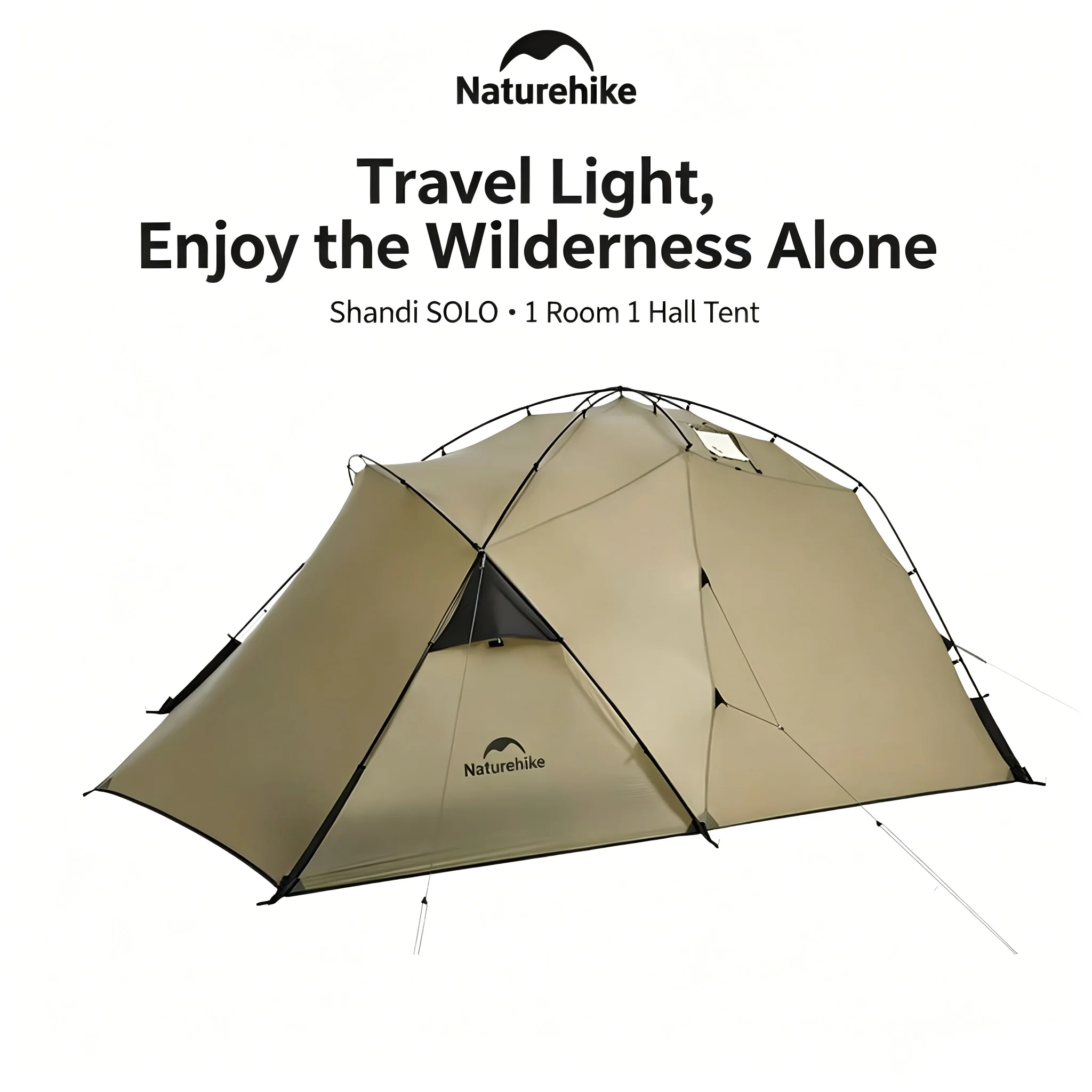 Naturehike SOLO Wander- und Campingzelt, großer Raum, 15D Nylon, wasserdicht, für 1–2 Personen, leichtes, tragbares Doppelschicht-Reisezelt