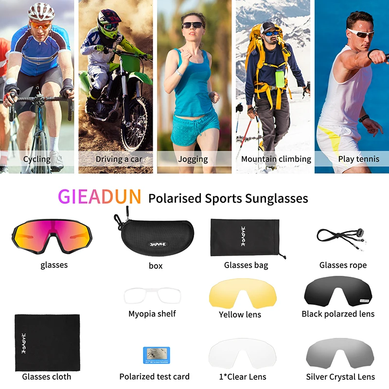 Kapvoe Cycling Glasses Polarized 5 Lens Bike Sunglasses Uv400 Women Men Sport Goggle Bicycle Eyewear Riding Anti-glare Fishing