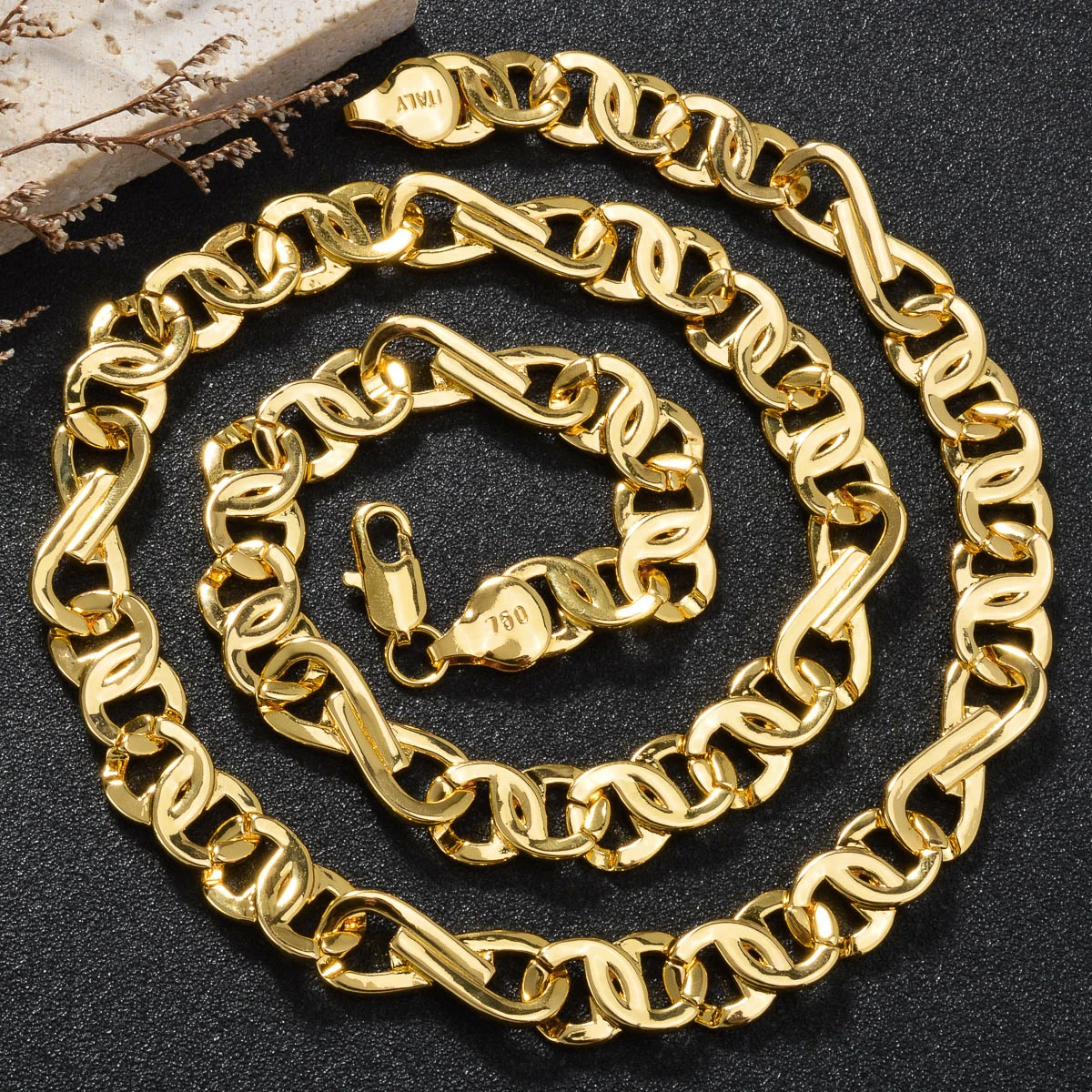 Diana Baby Fashion luxury Italy 750 18k gold plated Copper Link Chain Necklace For Man Jewelry Women Neck Accessories Party Gift