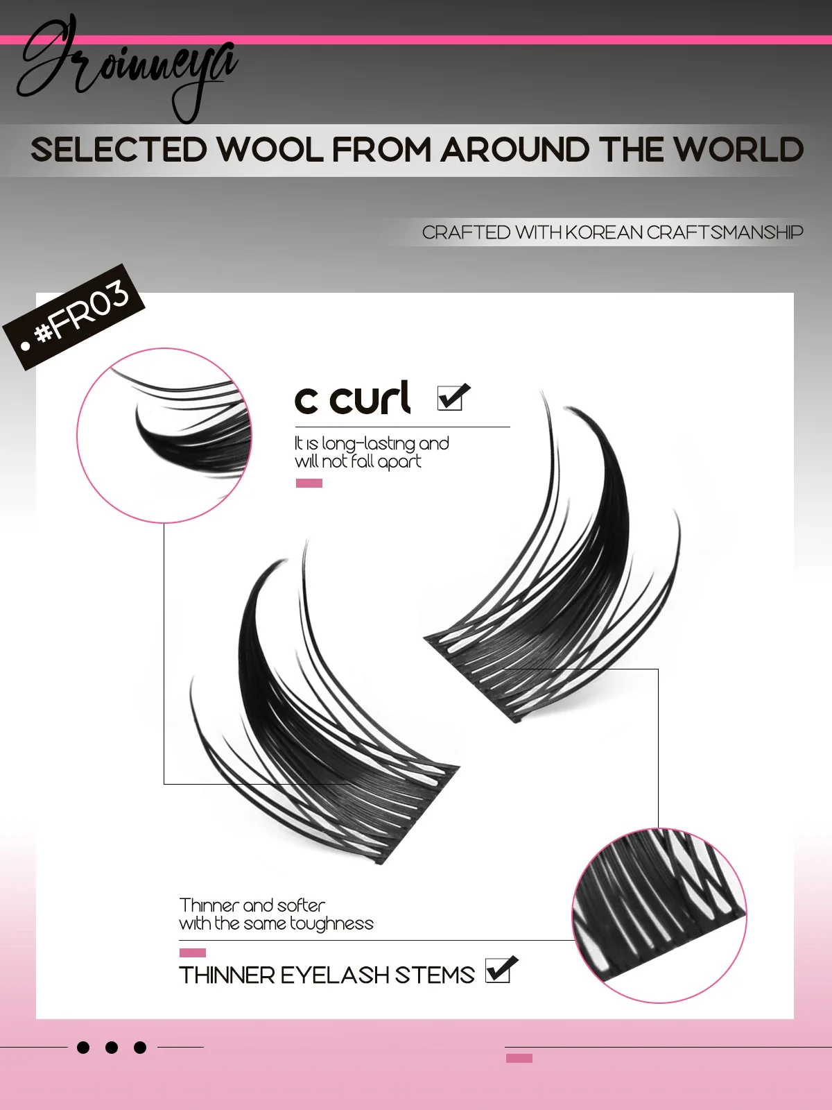 GROINNEYA Kit de grappes de cils Extension de cils pointus Volume moelleux bricolage cils en grappe épais cils individuels maquillage à la maison