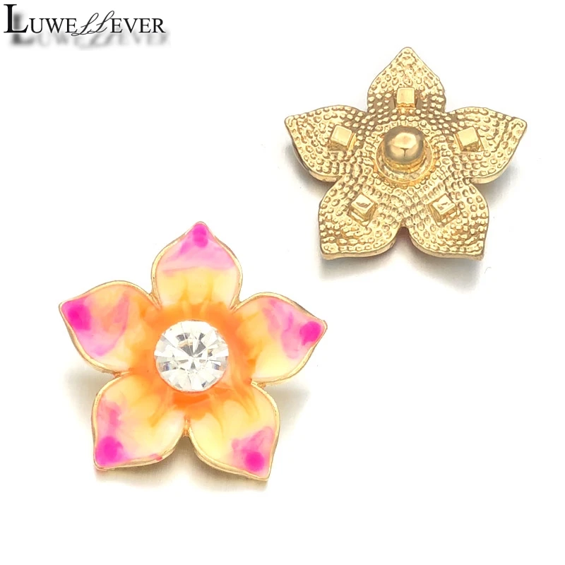 Flower Component 033 Crystal 18mm 25mm Metal Snap Button For Bracelet Necklace Interchangeable Jewelry Women Accessorie Findings