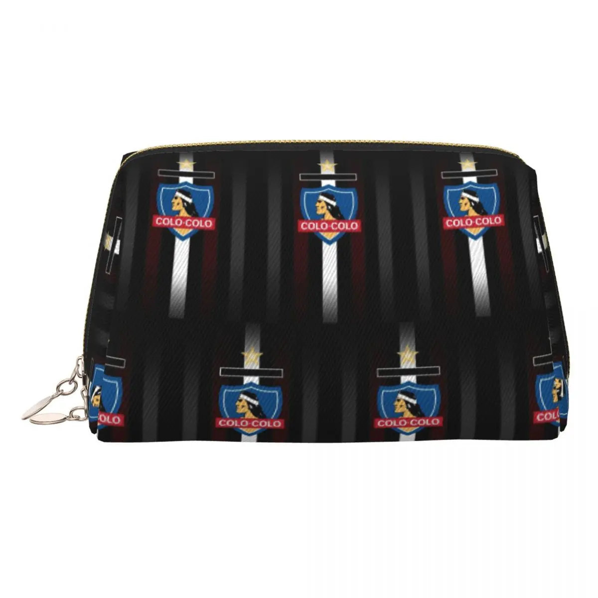 

Golden Colo-Colo Campeon DE Chile Women Cosmetic Bag Travel Makeup Organizer Pouch Toiletry Storage Dopp Kit Box