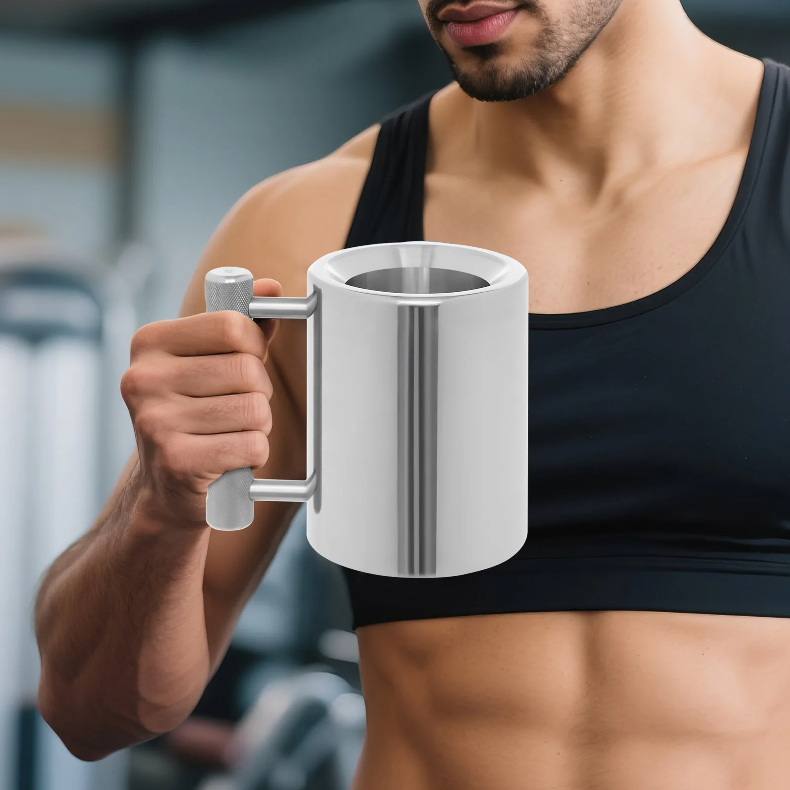 Hantel-Kaffeetasse 22,05 lbs 14,08 oz Edelstahl-Hantel und Kettlebell für verspielte Interaktionen mit Freunden oder tägliche Fitnessroutinen – Detail 4
