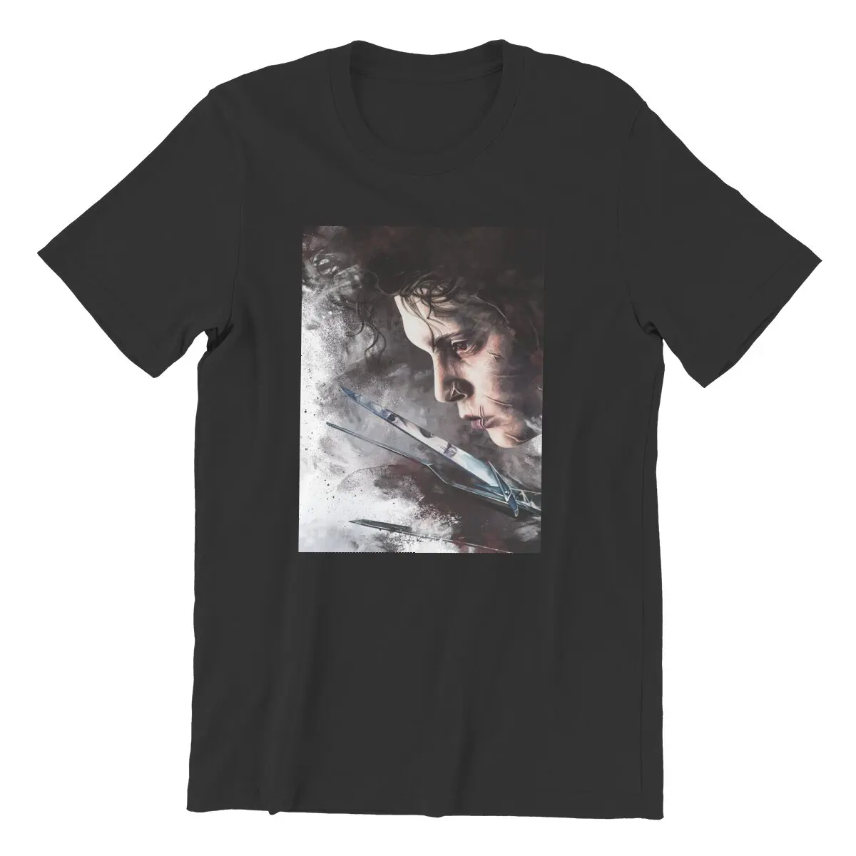 Men Edward Scissorhands T Shirt Johnny Depp Tim Burton Punk Film Cotton Tops Fashion Short Sleeve Crew Neck Tees Party T-Shirt