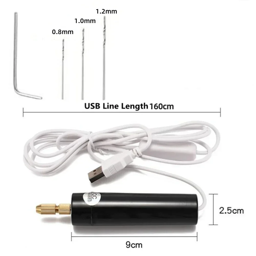 Handgehaltener Mini-Elektrobohrer, DIY, USB-Elektrobohrer-Werkzeug für die Herstellung von Schmuck aus Epoxidharz, Holzarbeiten, Gravierstift-Werkzeug – Detail 7