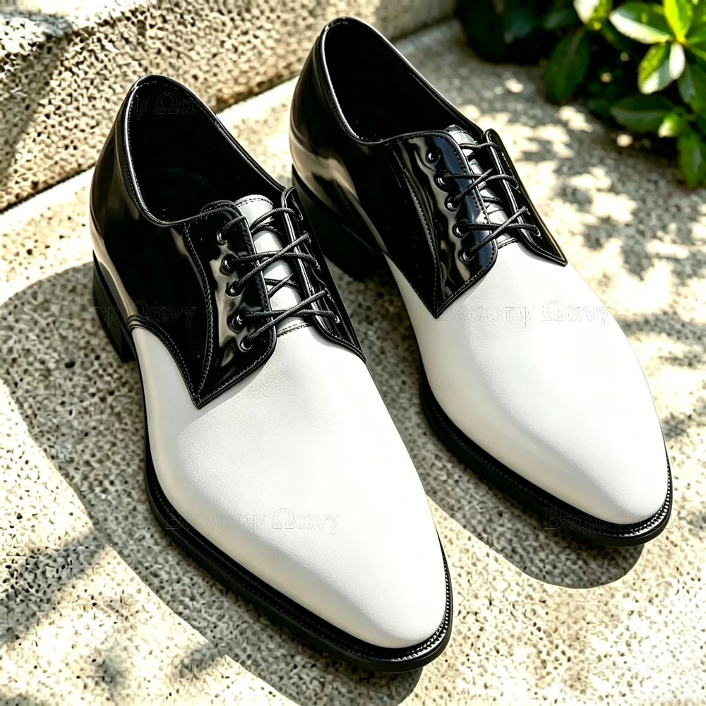 Black Match White Lace up Men Shoes Slip on Cross Tied Pumps Heel Open Round Toe High Heel Shoes for Girls Zapatos Para Hombres