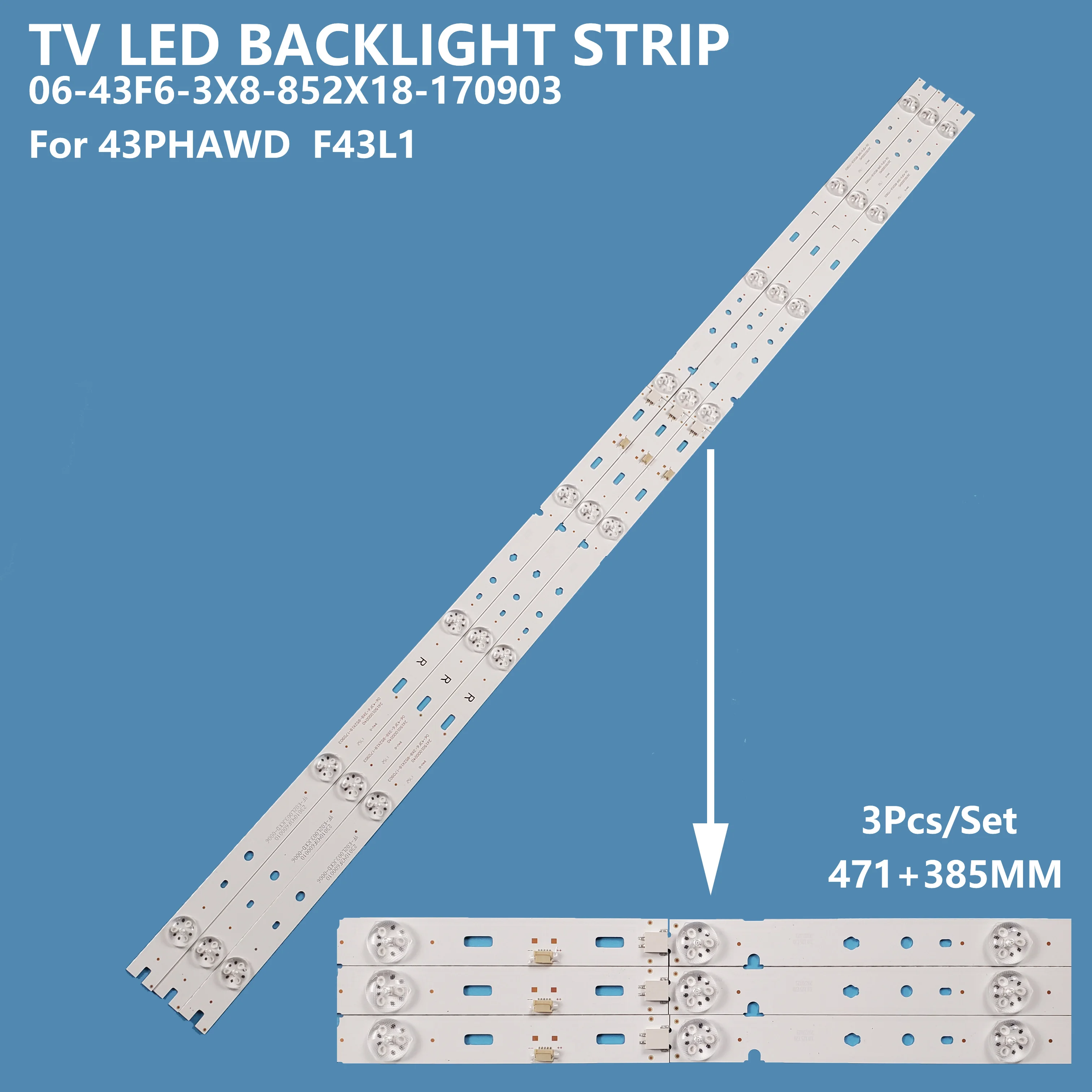 Repair For 43'' Profilo 43Pa300E 43Pa305E (3Pcs, 8Leds) 06-43F6-3X8-852X18-170903 Original Led Tv Backlight Strip Bar