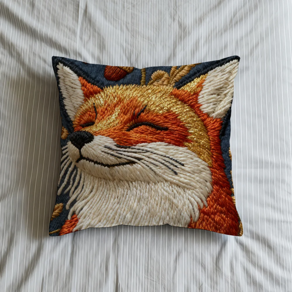 Squinty Fox Cushion Cover Square Decorative Throw Pillow Case Sofa Bed Car Bed Living Room Birthday Anniversary Gifts