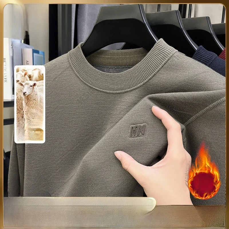 

Pierre Cardin Men's Thiened Woolen Sweater round Ne Knitted Warm Top Casual Slim Fit Long Sve irt for Middle-Aged An...