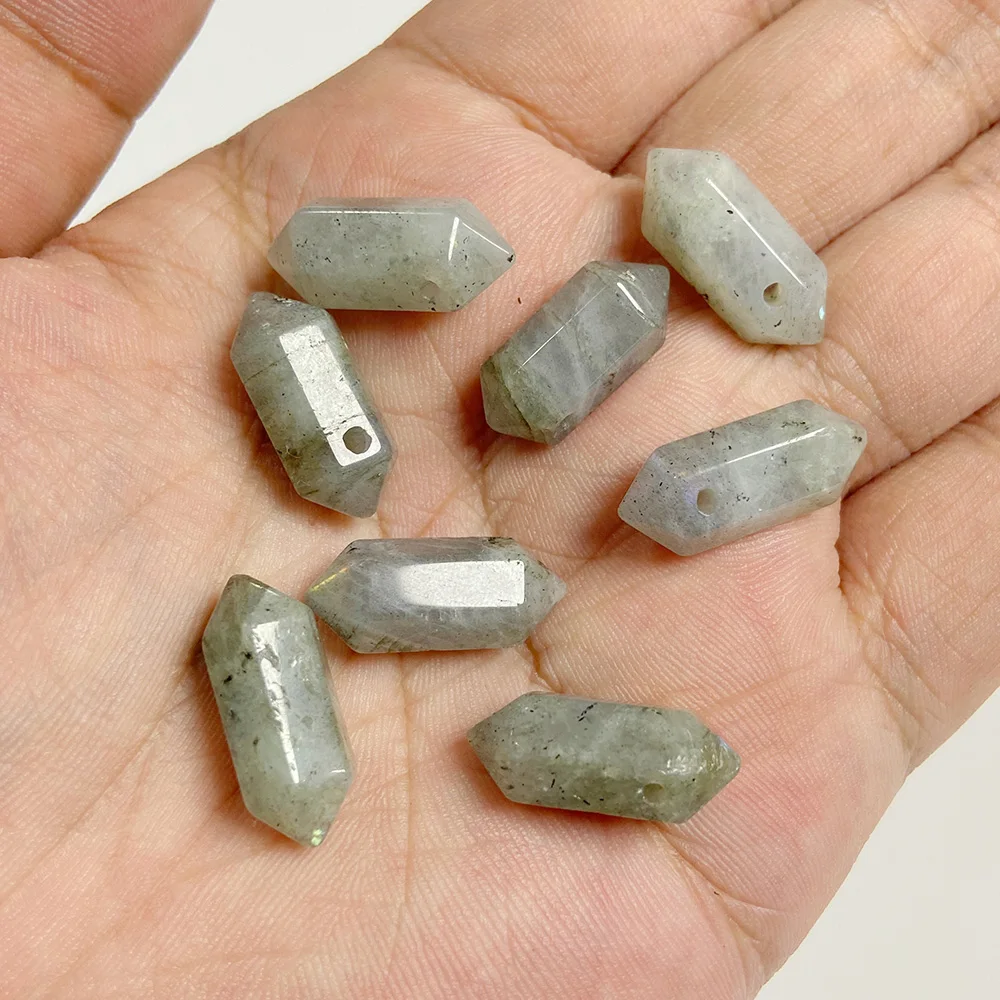 Wholesale Hexagonal Prism Bullet Stone Pendants Natural Stone Quartzs Agates Point Healing Charm For DIY Jewelry Making Necklace