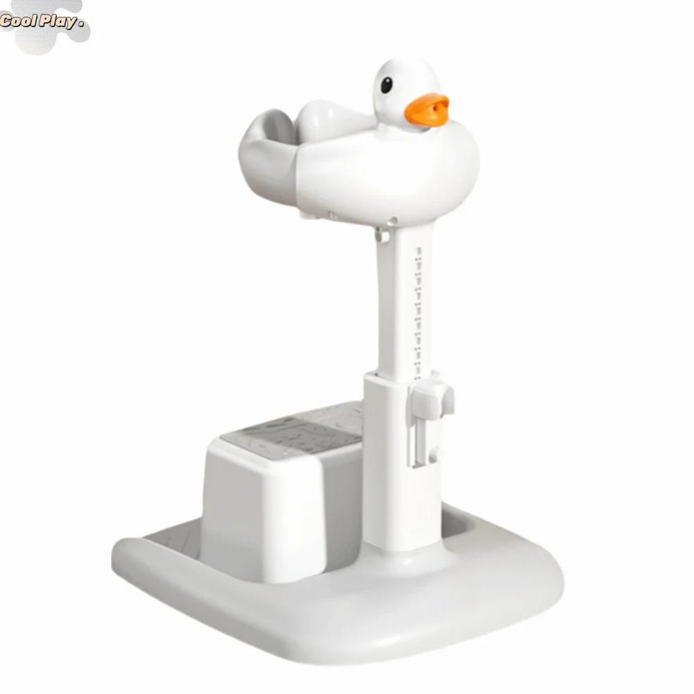 

Adjustable Height Baby Standing Bath Tool Cartoon Duck Baby Shower Rack Free-Standing Non-Slip Baby Shower Stand Home Use