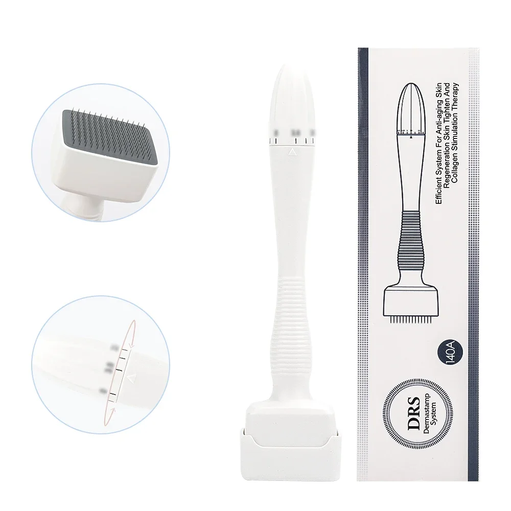 Derma Rolling System com comprimento ajustável da agulha, Microneedle, Anti-Envelhecimento, Rugas, Hair Loss Therapy, Beleza, DRS140, Roller Stamp