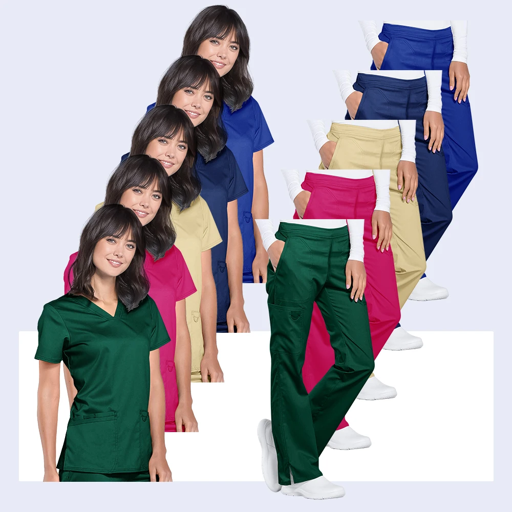 Multicolor Short Sleeve Surgery Uniforms Pharmacy Workwear Nurse Uniform Hospital Doctor Work Tops Pants Medical Scrubs Sets New