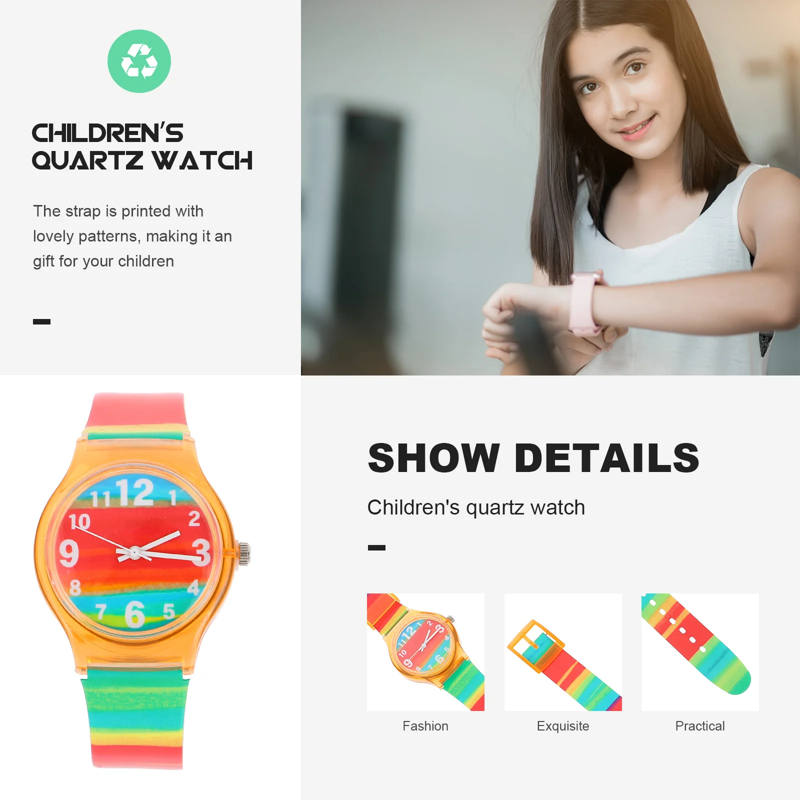 ساعة أنيقة للطلاب بحركة كوارتز، مواد متينة، إبزيم سهل، ملابس مريحة، ساعة هدية لحفلات المدارس للطلاب