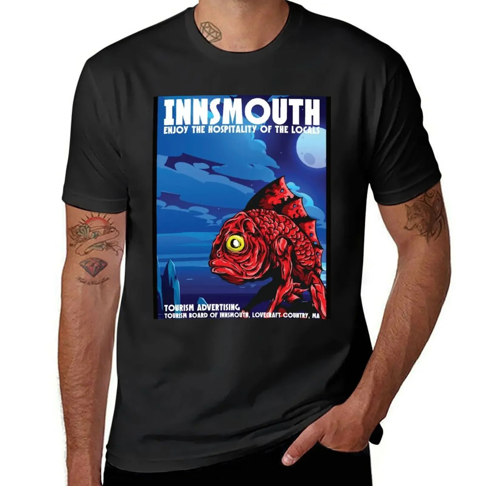 

Innsmouth Vintage Travel Poster Lovecraft T-Shirt sublime summer tops graphics funny t shirts men