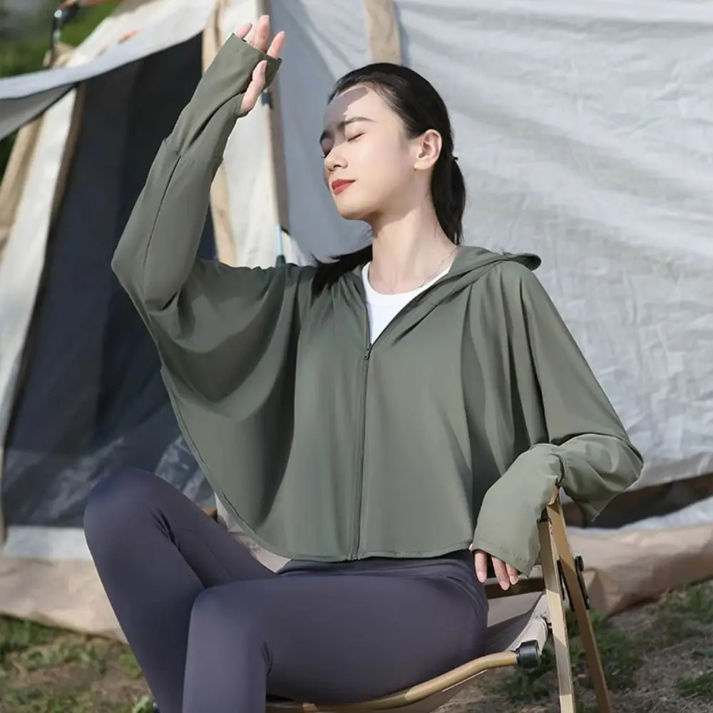 

Solid Color Sunscreen Hoodie Long Sleeve Large Brim Hat Summer Sunscreen Shawl With Mask Veil Scarf Outdoor Riding Cape Sports