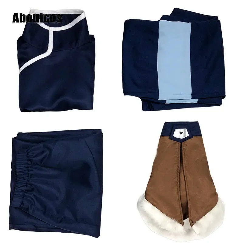 Aboutcos die Legende Saison 4 Korra Cosplay Anime Kostüm Frauen Outfits Top Hosen Set Halloween Karneval Party Verkleidung Anzug