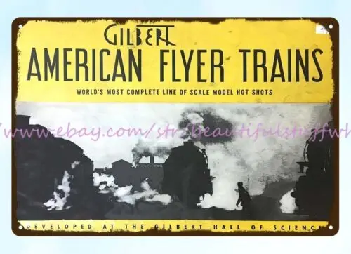 1940 Gilbert American Flyer Trains Toys railway railroadmetal tin sign