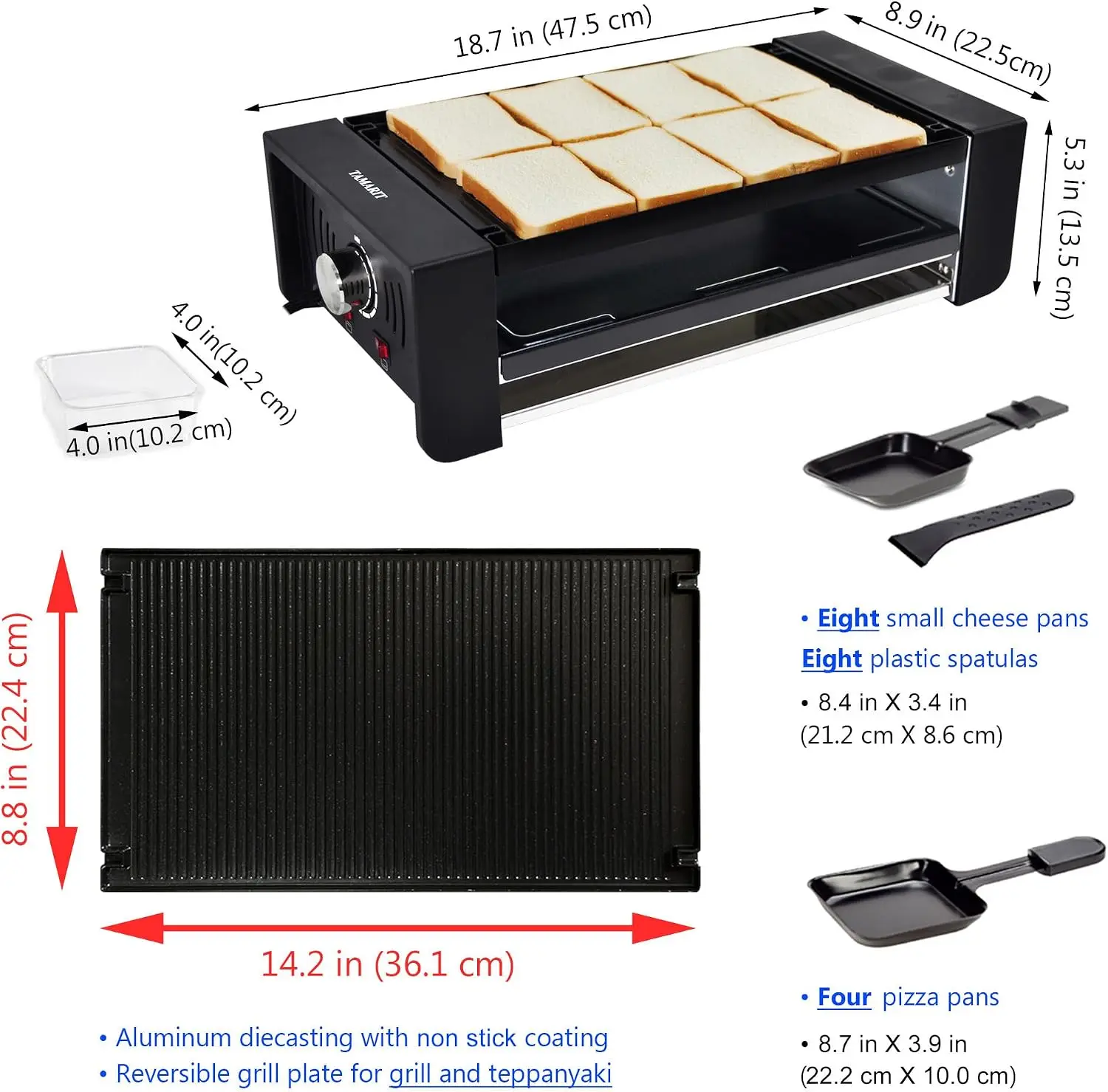 Raclette Party Grill Portable Indoor Electric Korean BBQ Grill 2 in 1 Raclette Table Griddle with Nonstick Coating Plate 4