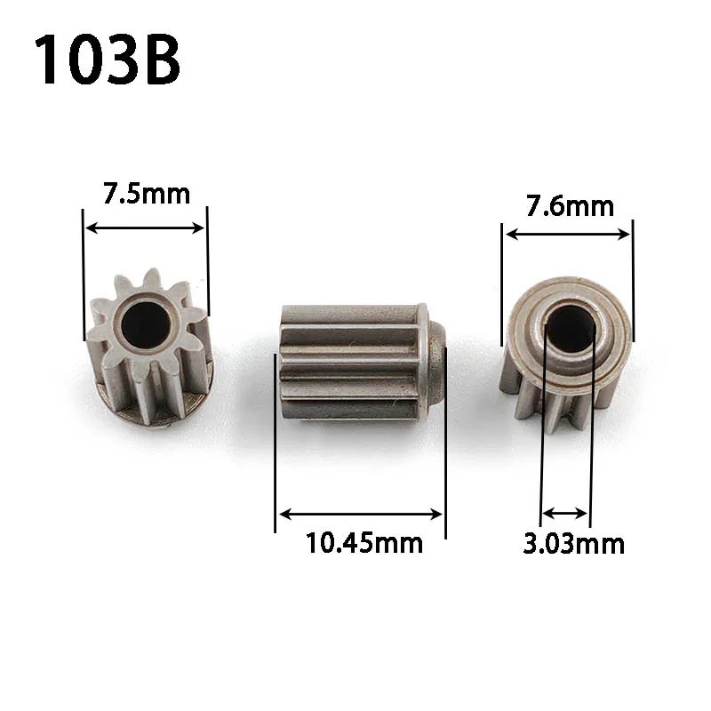 103B Alloy Gear High Strength 10T 0.6M Metal Pinion OD=7.5mm Height 10mm Hole Loose Fitting 3mm Shaft 10 Teeth