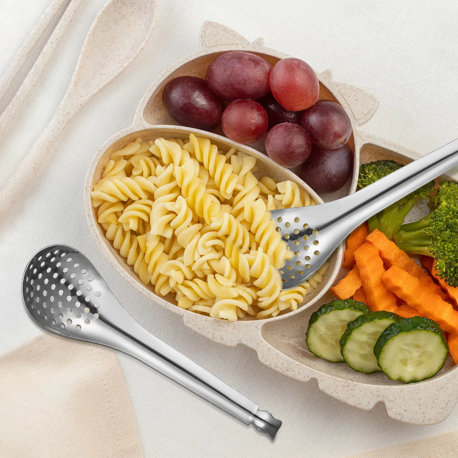 

2Pcs Stainless Steel Caviar Slotted Spoon High Density Fine Mesh Strainer Scoop Quick Water Drain Cooking Utensils for Home