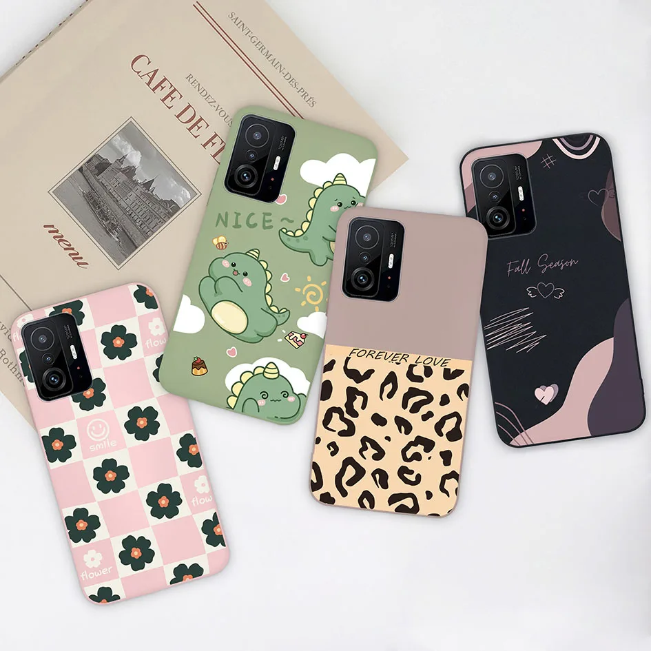 For Xiaomi 11T Pro 5G Case Cute Luxury Patchwork Pattern Heart Leopard Print Mobile Case For Xiaomi 11 T Funda Capa Coque 6.67''