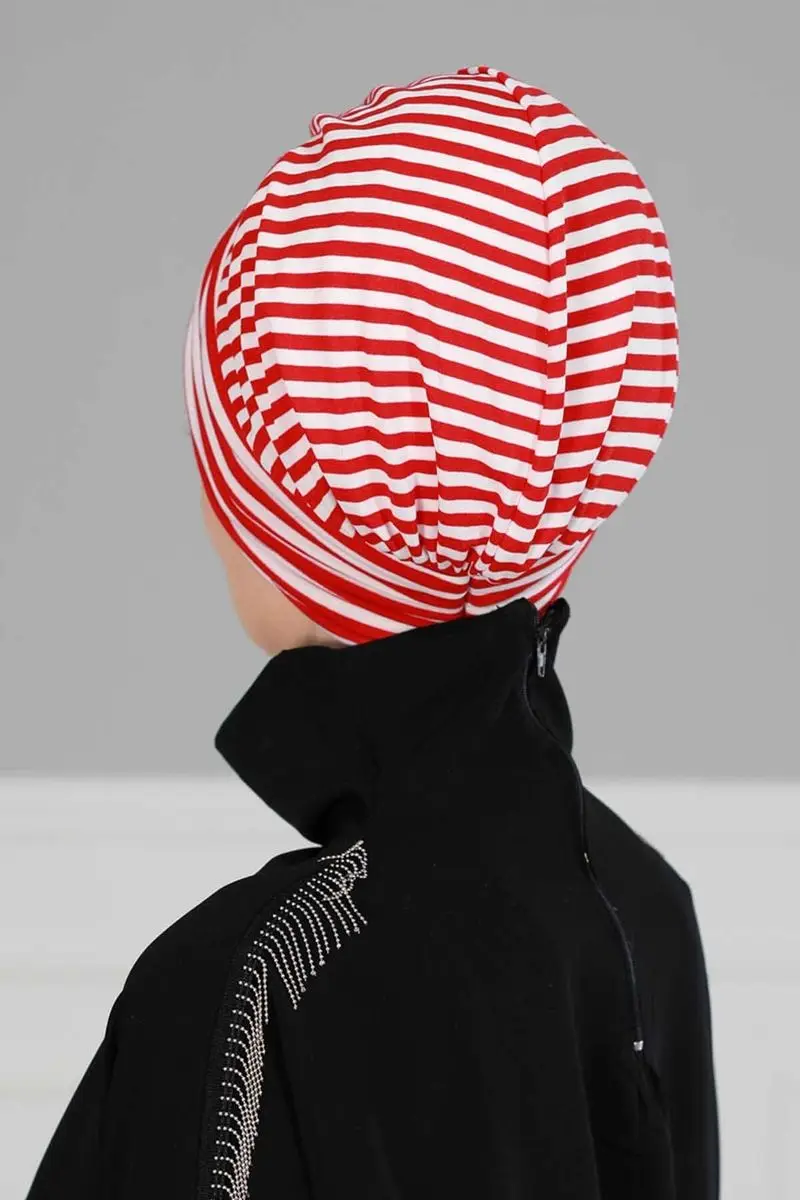 Os plissé peigné rayé rouge