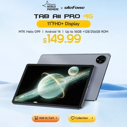 【2024 New】Ulefone Tab A11 Pro Tablet MTK Helio G99 4G 16GB RAM(8+8) 128GB/256GB ROM Android 14 8800mAh Light Slim 11