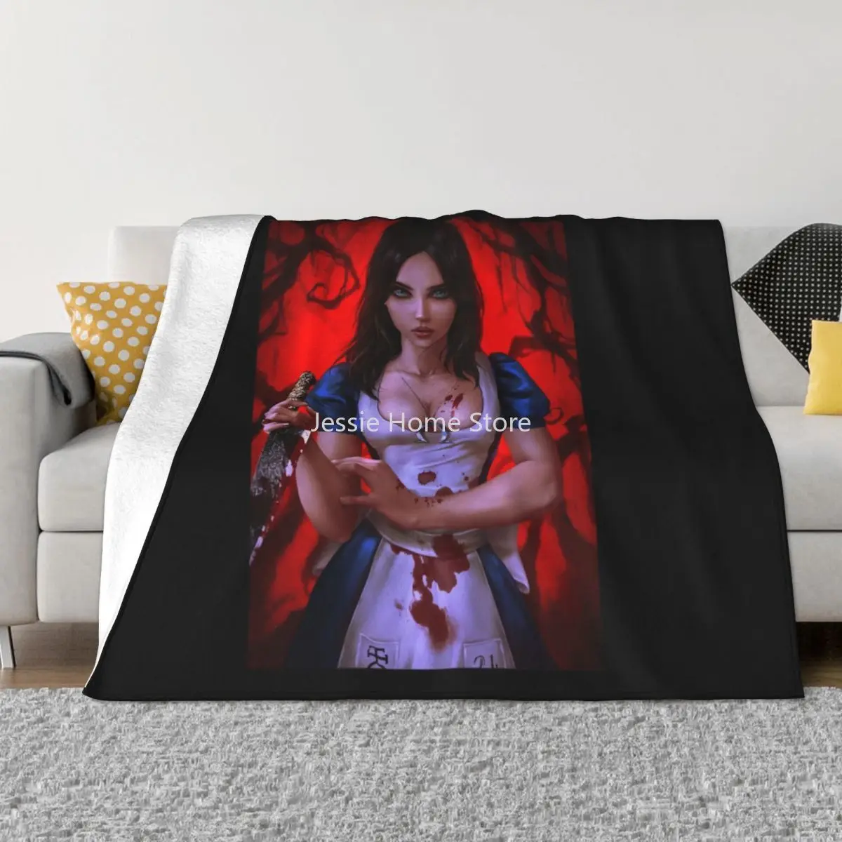 

Funny Gift Hot Alice Madness Returns Blankets Flannel Printed Lightweight Throw Blanket for Bedding Bedroom Bedding Throws