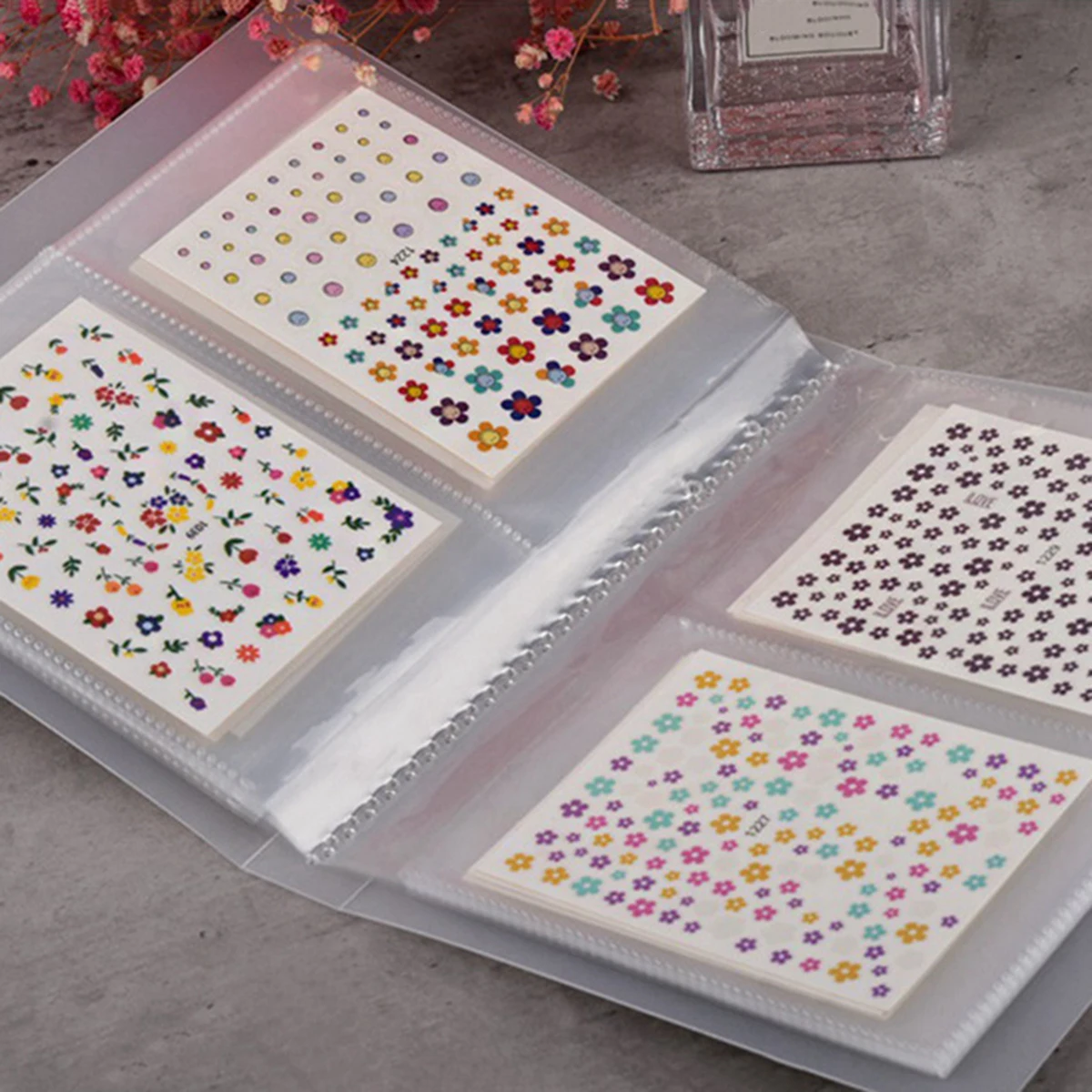 20 Slots Empty Nail Art Stickers Collecting Album Nail Art Decals Storage Booklet Empty Display Book Plastic DIY Design Tools