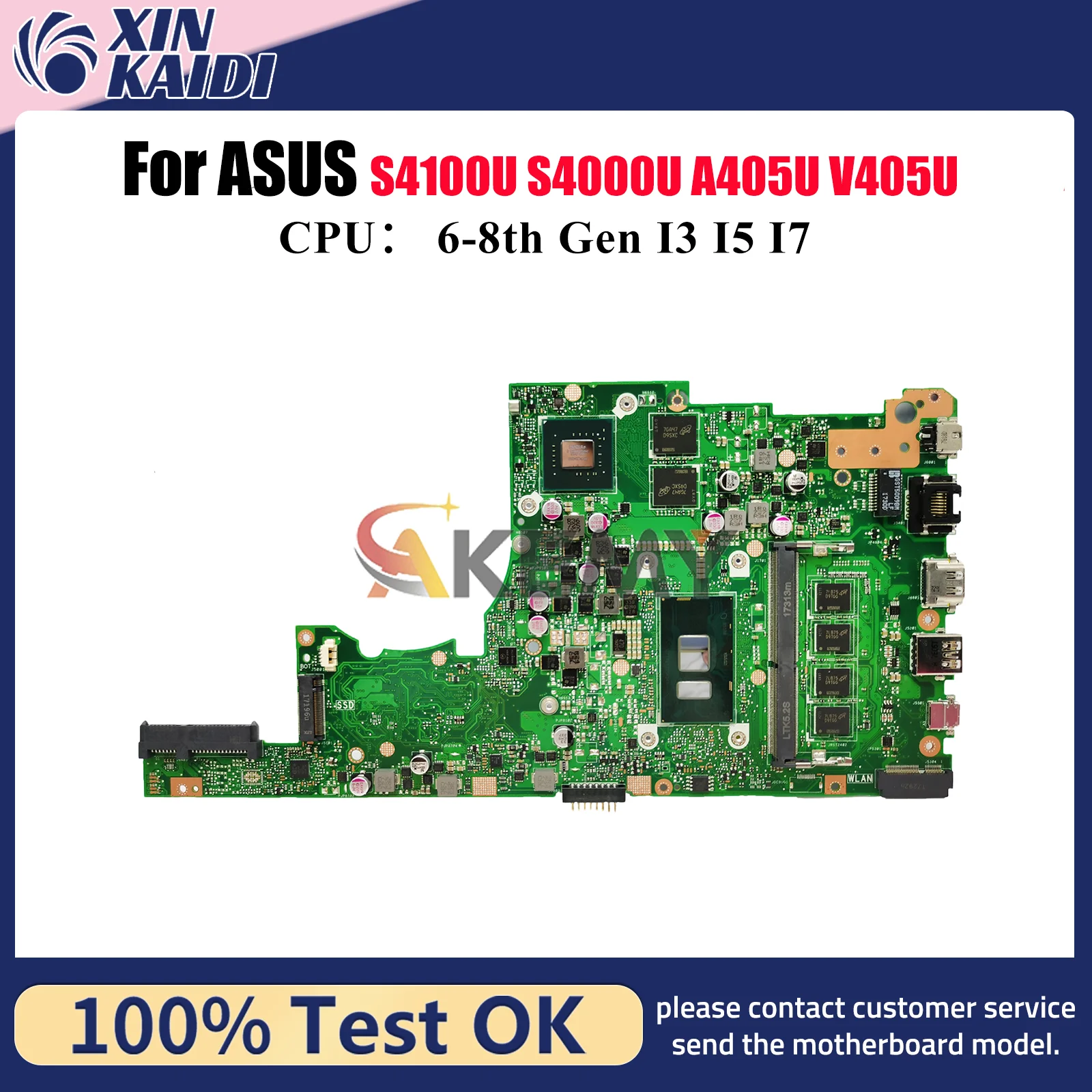 

X405UQ Материнская плата для ноутбука ASUS X405UQ S4000U A405U X405U X405UN X405URP S405U X405UF V405U S4100U Материнская плата с процессором I3 I5 I7