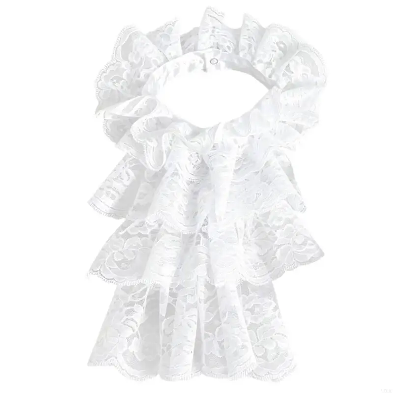 Party Wear Lace Collar Detachable Neck Accent with Layered Detail for Costume Looks, Stage Styling and Photo Use Y166