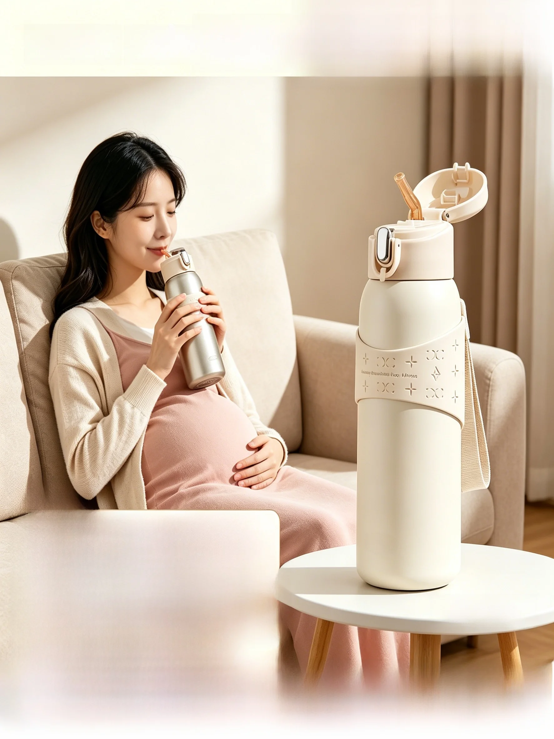 maternity-insulated-water-bottle-with-straw-for-lying-down-drinking-mommy-version-baby-and-mommy-grade-stainless-steel-cup