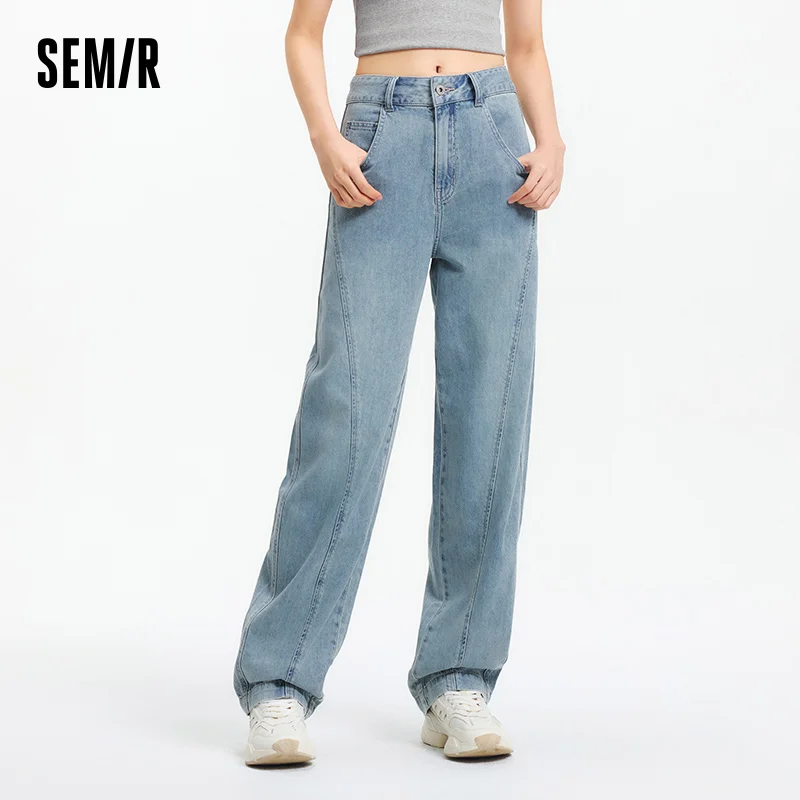 Semir Jeans Women Curved Hem Loose Floor-Length 2025 New Summer Cool Feeling Tapered Pants Trendy for Streetwear Looks