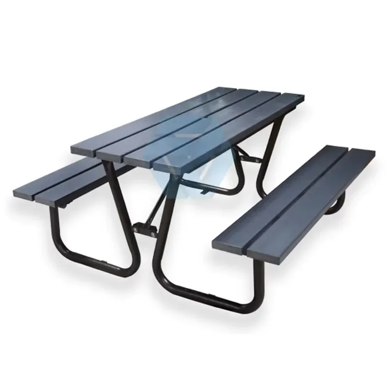 Durable Wood Steel Outdoor Dining Table Bench Set Modern Picnic Furniture for Courtyard Park Villa Garden Restaurant Factory