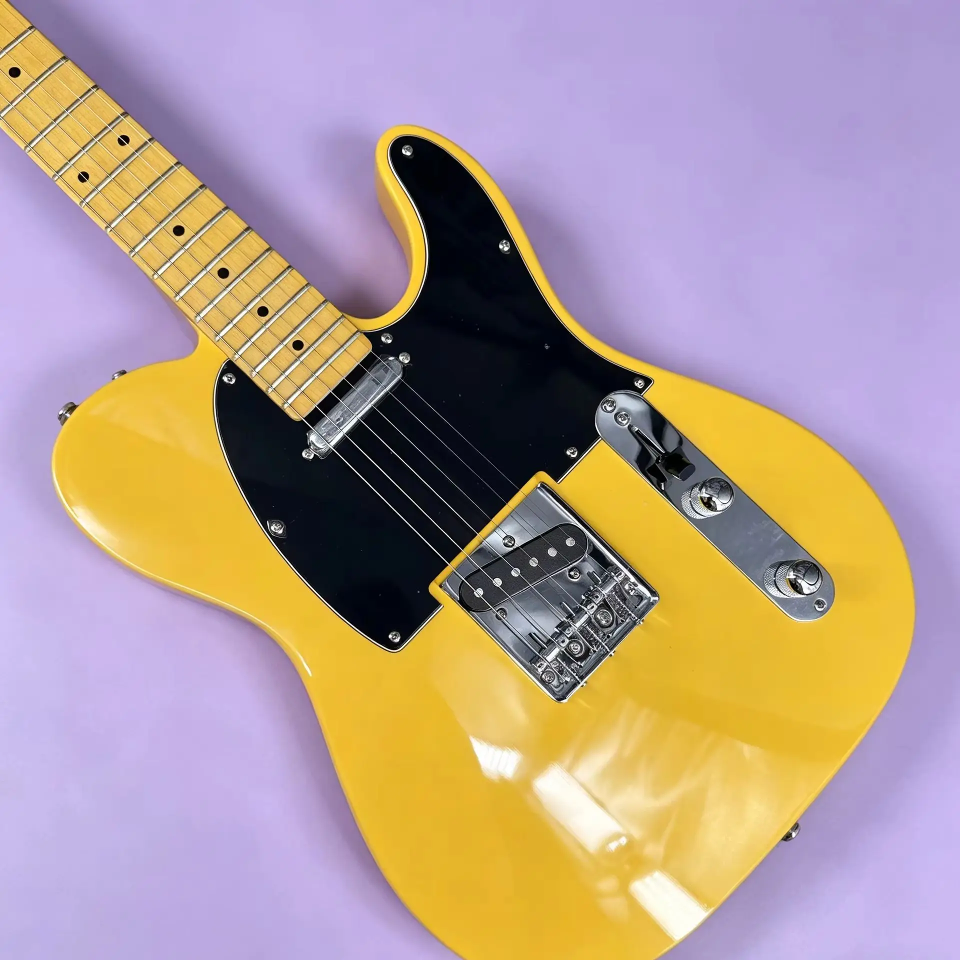 

US Warehouse Electric Guitar Butterscotch Yellow Solid Body Maple Fretboard Single Coil Pickups Chrome Hardware 6 String Electric Guitar Free Shipping