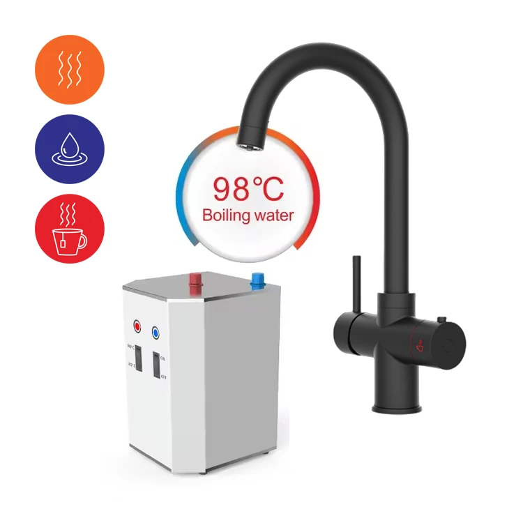 Golden Copper Flexible Hose Long Handle Boiling Water Safety Tap Sink Kitchen Faucet Taps