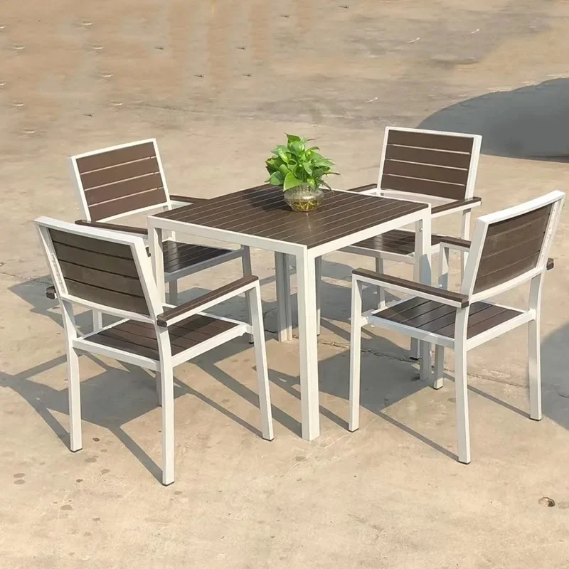 American outdoor restaurant chair, milk tea shop cafe can be stacked dining table and chair combination