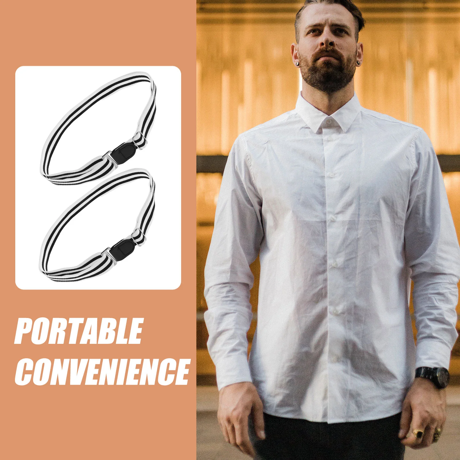 Camisa ajustable antideslizante para hombre y mujer, cinturón resistente a las arrugas, accesorios de viaje de negocios diarios, 2 uds.