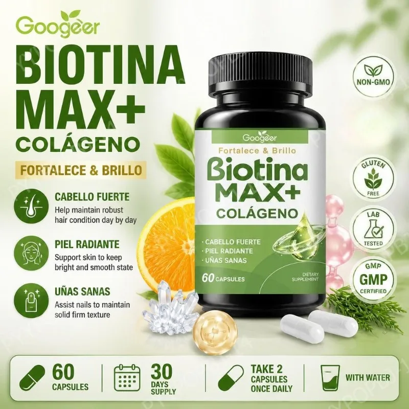 Googeer Biotin Collagen Capsules for Hair, Skin and Nail Support with Zinc, Selenium and Hydrolyzed Keratin Extract 60 Capsules