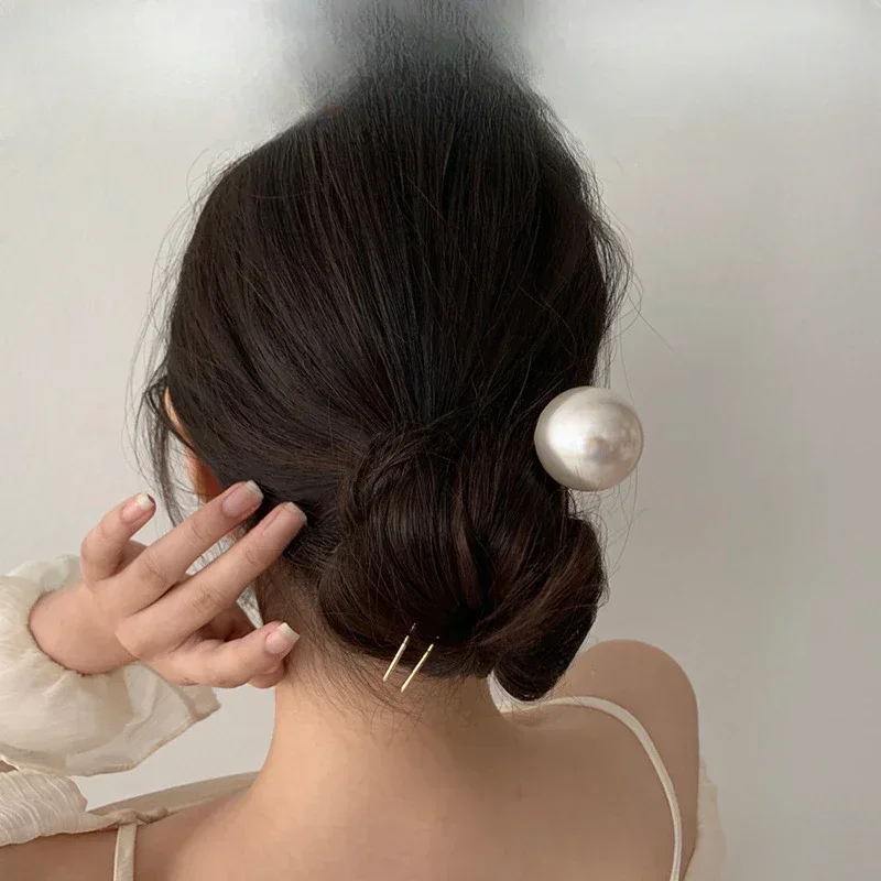 Temperament Niche Simple U Shaped Hair Pins Elegant Pearl Hairpins Metal Bobby Style Grips Hair Bun Clips Hair Styling Tools